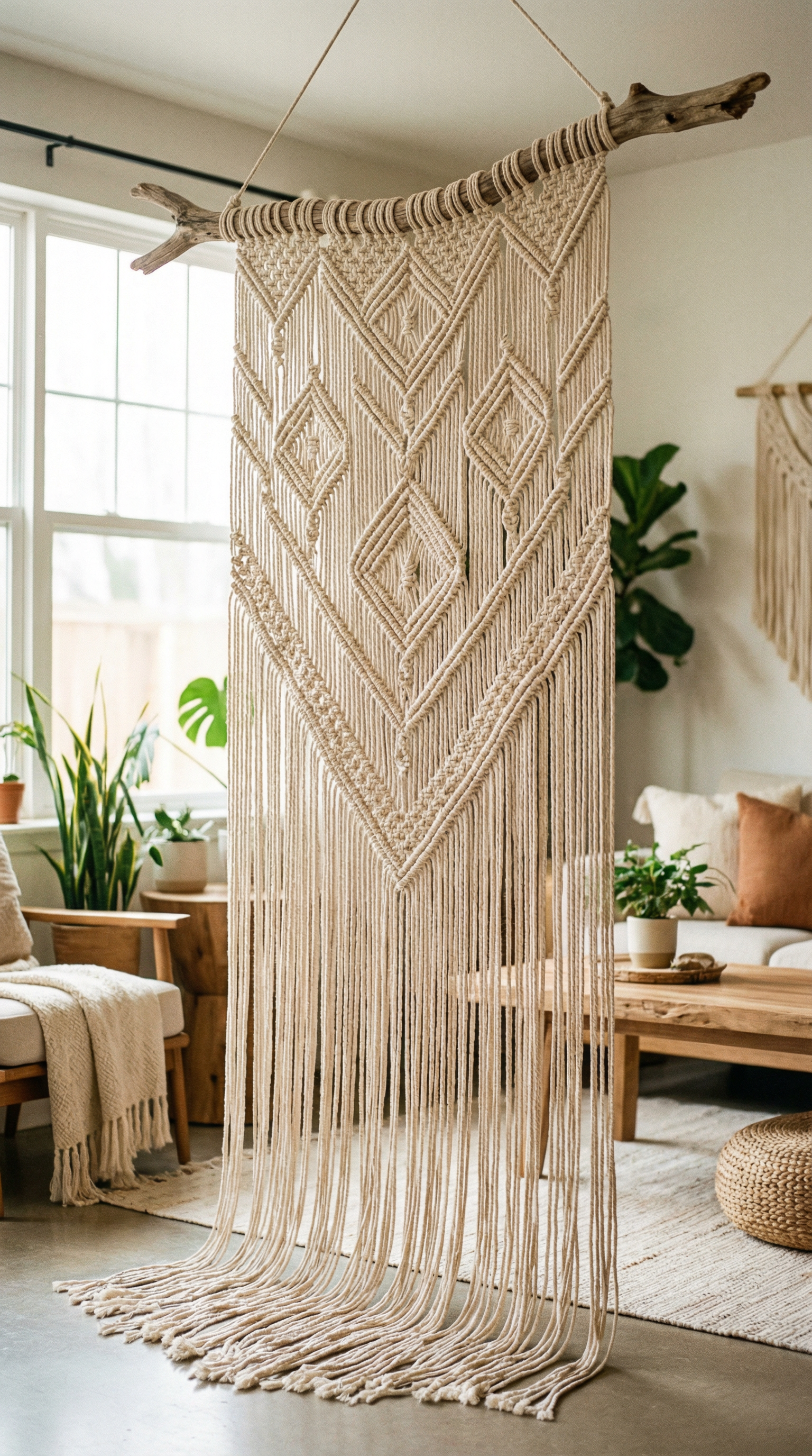 Décoration murale en macramé